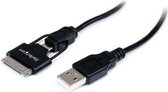 StarTech.com Korte Apple 30-pins Dockconnector of Micro USB-naar-USB-combokabel 0,65 m voor iPhone / iPod / iPad
