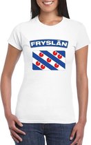 T-shirt met Friese vlag wit dames XS