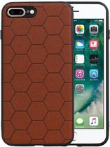 Hexagon Hard Case - Telefoonhoesje - Backcover Hoesje - achterkant hoesje - Geschikt voor iPhone 8 Plus / iPhone 7 Plus - Bruin