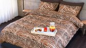 Romanette Wood - Flanel - Dekbedovertrek - Eenpersoons - 140x200/220 cm - Bruin/Beige