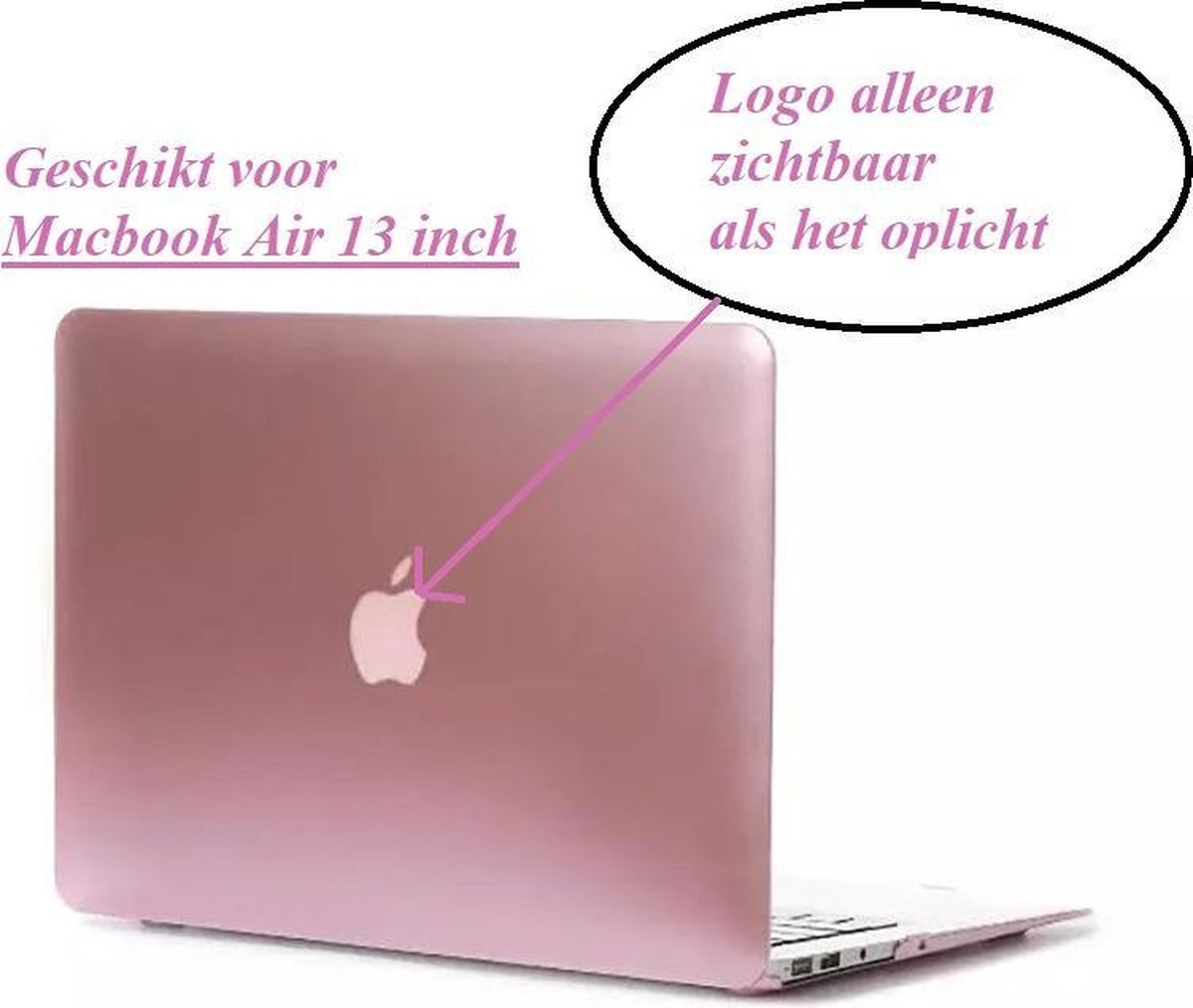 Macbook Case voor MacBook Air 13 inch (modellen t/m 2017) A1466 A1369 - Hard Laptop Cover - Rose Pink