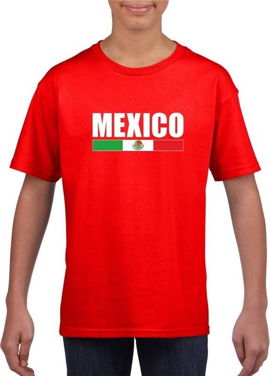 Rood Mexico supporter t-shirt voor kinderen 110/116