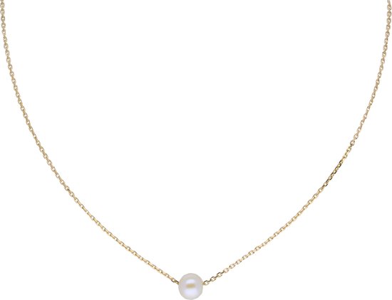 vrijdag Parasiet ik zal sterk zijn Glow ketting parel - goud (14 kt) -42 cm -zoetwaterparel | bol.com