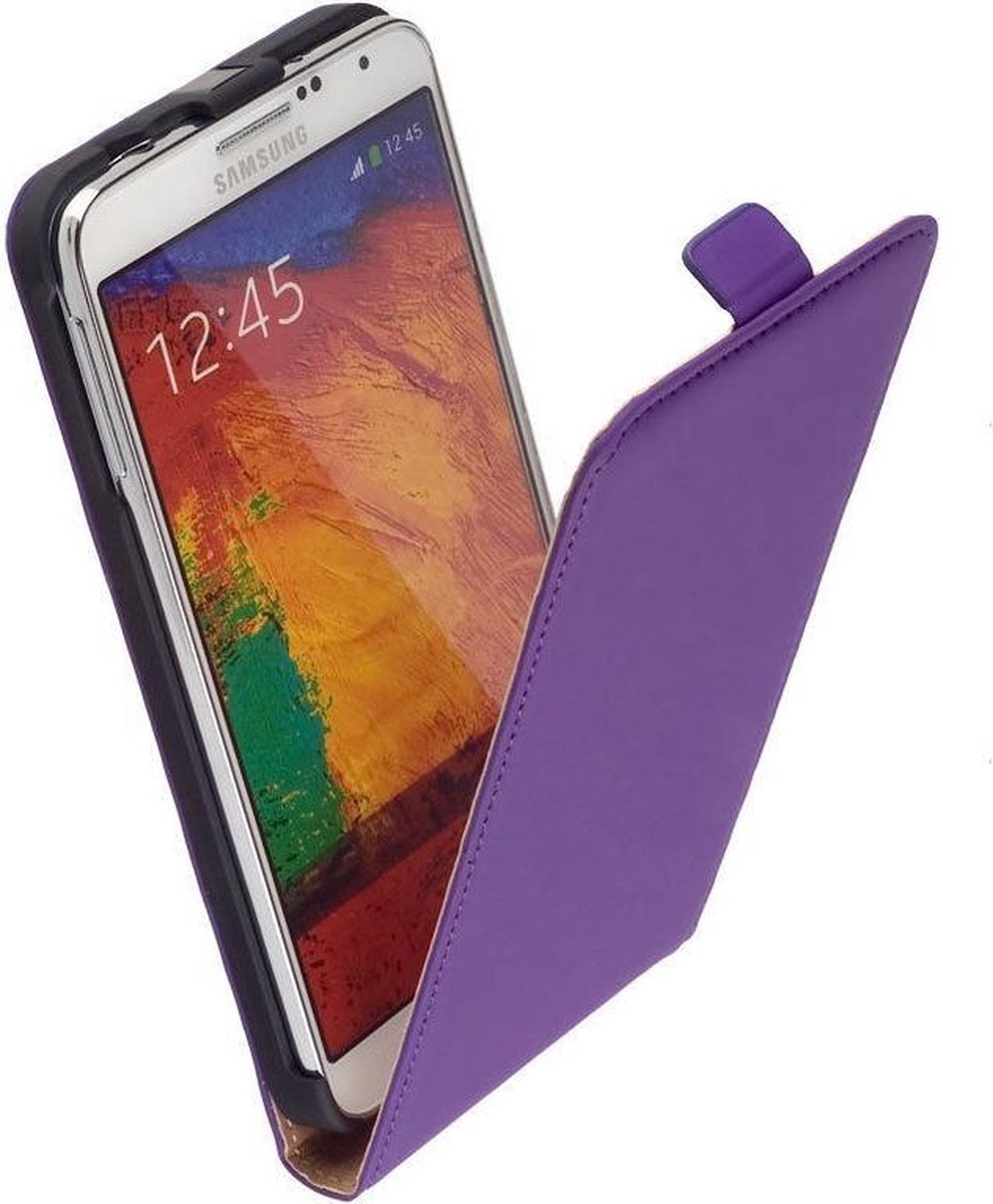 Lelycase Lederen Flip Case Hoesje Samsung Galaxy NEO N7505 Lila