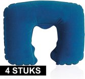 4x Opblaasbare nekkussens donkerblauw - Reiskussens/nekkussens - Handig voor op reis/vakantie