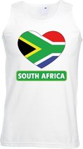 Zuid Afrika hart vlag singlet shirt/ tanktop wit heren S