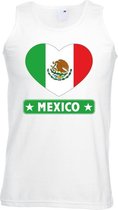 Mexico hart vlag singlet shirt/ tanktop wit heren L