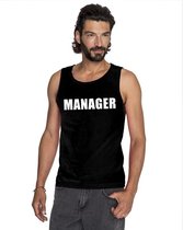 Manager tekst singlet shirt/ tanktop zwart heren L