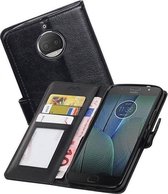 Hoesje Geschikt voor Motorola Moto G5s Plus - Portemonnee Hoesje Booktype Wallet Case Zwart