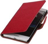 Washed Leer Bookstyle Wallet Case Hoesje - Geschikt voor Huawei Ascend G510 Roze
