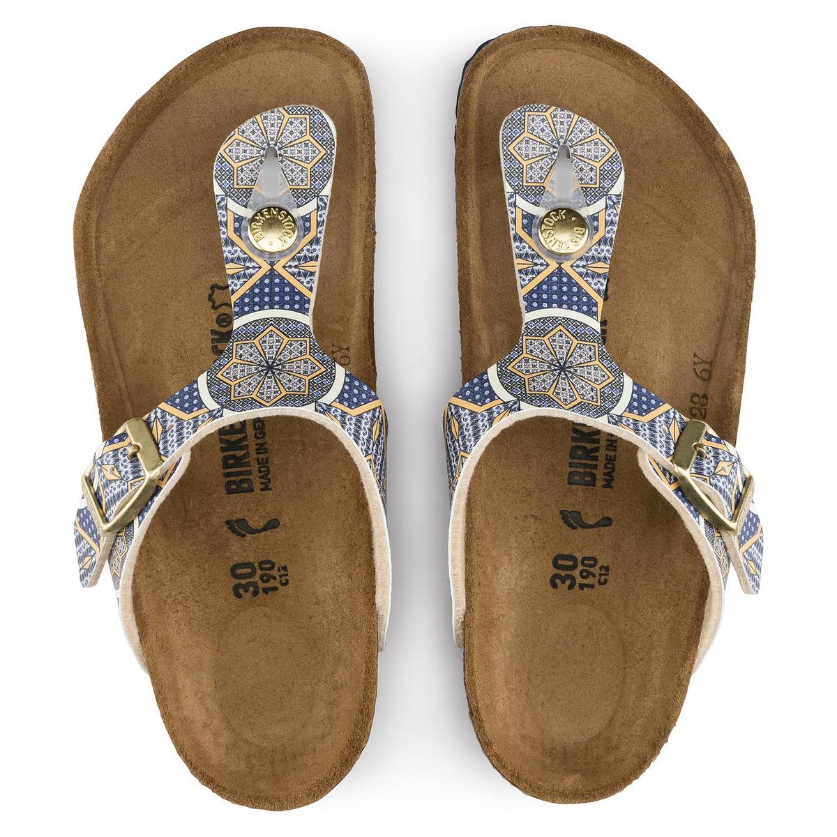Birkenstock Gizeh oriental mosaic narrow sandalen meisjes S Blauw