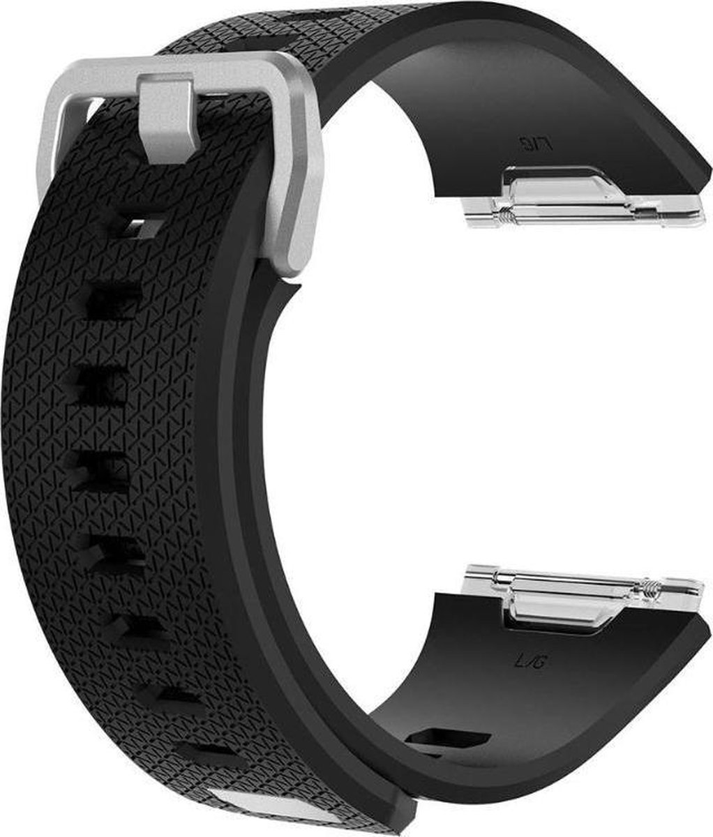 KELERINO. Siliconen Bandje geschikt voor Fitbit Ionic Gespsluiting - Zwart - Small