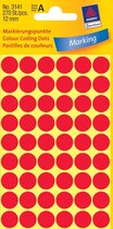 50x Avery Ronde etiketten diameter 12mm, rood, 270 stuks