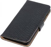 Snake Bookstyle Wallet Case Hoesjes voor Huawei Ascend G730 Zwart