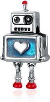 Zilveren bedel Robot met hart