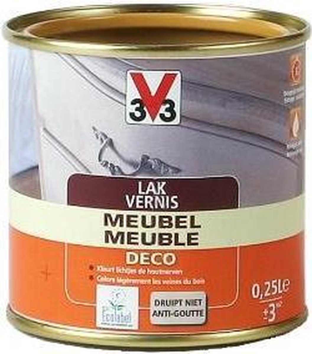 V33 Meubelvernis - Lichte eik - 0.25 l - Zijdeglans - 12 m²/l