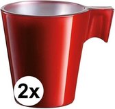 2x Espresso kopje rood - Rood koffiekopje 80 ml
