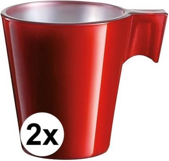 2x Espresso kopje rood - Rood koffiekopje 80 ml