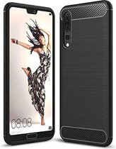 DrPhone BCR1 Hoesje - Geborsteld TPU case - Ultimate Drop Proof Siliconen Case - Carbon fiber Look - Geschikt voor P20 Pro - Zwart