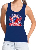 Blauw Kort en Pittig team tanktop / mouwloos shirt / tanktop blauw dames L