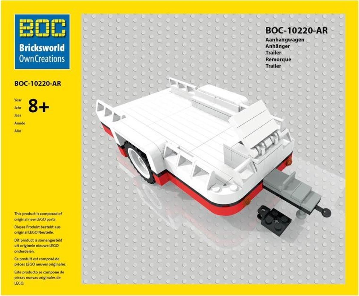 Bricksworld BOC-AR Aanhangwagen Rood add-on voor LEGO® 10220 VW T1 Bus |  bol.com