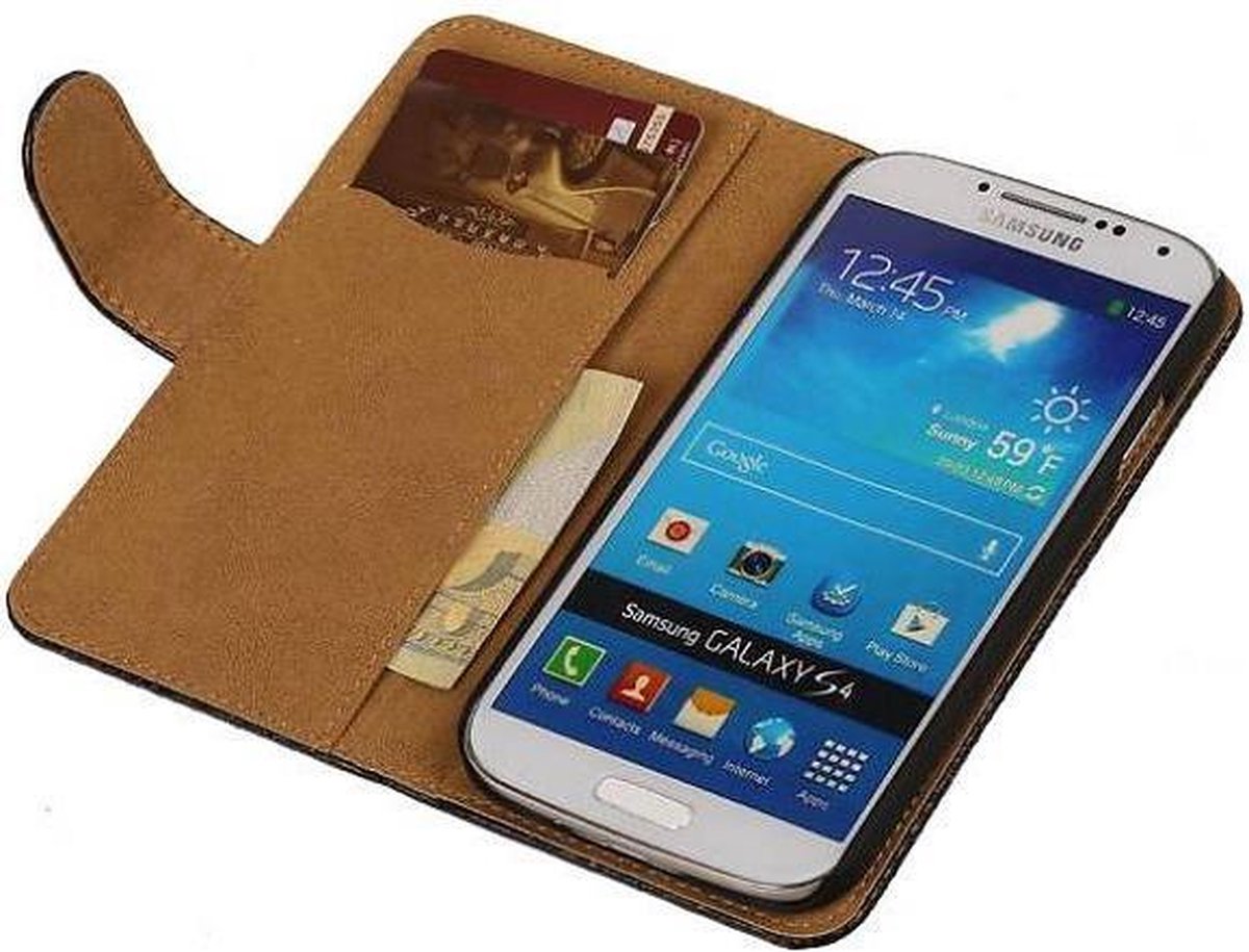 Snake Bookstyle Wallet Case Hoesje - Geschikt voor Samsung Galaxy Core i8260 Zwart