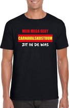 Mijn sexy carnavalskostuum zit in de was fun t-shirt heren zwart - Carnaval verkleedkleding L