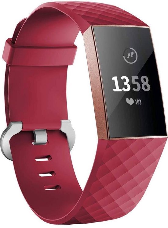 123Watches.nl Fitbit charge 3 sport wafel band - rood - ML