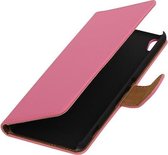 Roze Effen booktype wallet cover - telefoonhoesje - smartphone hoesje - beschermhoes - book case - hoesje voor Wiko Lenny 2