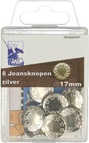 MMJZ JEANSKNOPEN 17MM ZILVER 2 DOOSJES a 8 STUKS.