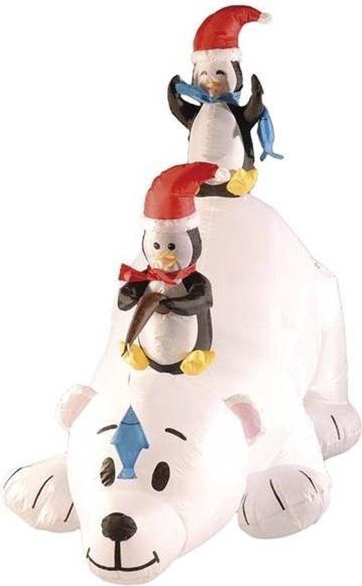 HOMCOM Opblaasbare kerstijsbeer 1,8 m decoraties cadeau blaasverlichting voor huis buiten binnen kerst tuin dierenfiguren feest polyester 86 x 85 x 180 cm