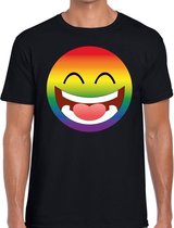 Big emoticon/emoticon regenboog gaypride t-shirt zwart heren XL