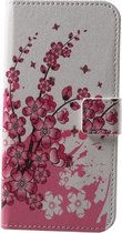 Roze bloemen agenda wallet hoesje Huawei P20 Lite