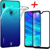 Transparant Hoesje geschikt voor Huawei P Smart 2019 Siliconen Soft TPU Gel Case + Tempered Glass Full-Screen Screenprotector Transparant iCall