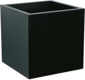 Plantenbak Vierkant - Cube - 40x40x40 Zwart - Inclusief Wieltjes en Rooster