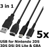 5 Stuks - 3 in 1 USB Oplader voor Nintendo 2DS 3DS DSi DS Lite GBA