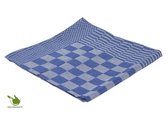 6x Theedoek blauw met blokmotief 65 x 65 cm - Huishoudtextiel - Afdroogdoek / keukendoek / vaatdoek