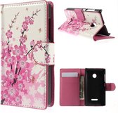 Roze bloem agenda wallet case hoesje Microsoft Lumia 532