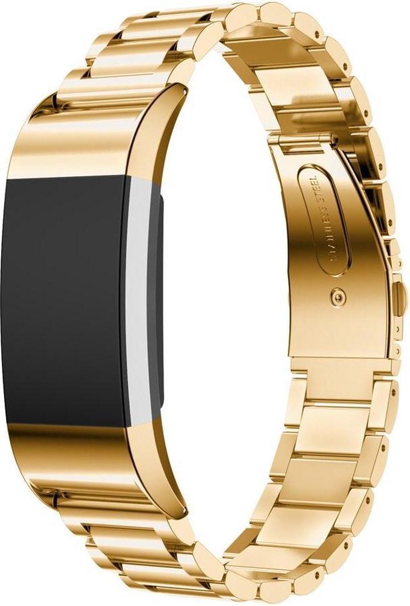 KELERINO. Metalen bandje geschikt voor Fitbit Charge 2 - Schakel - Goud