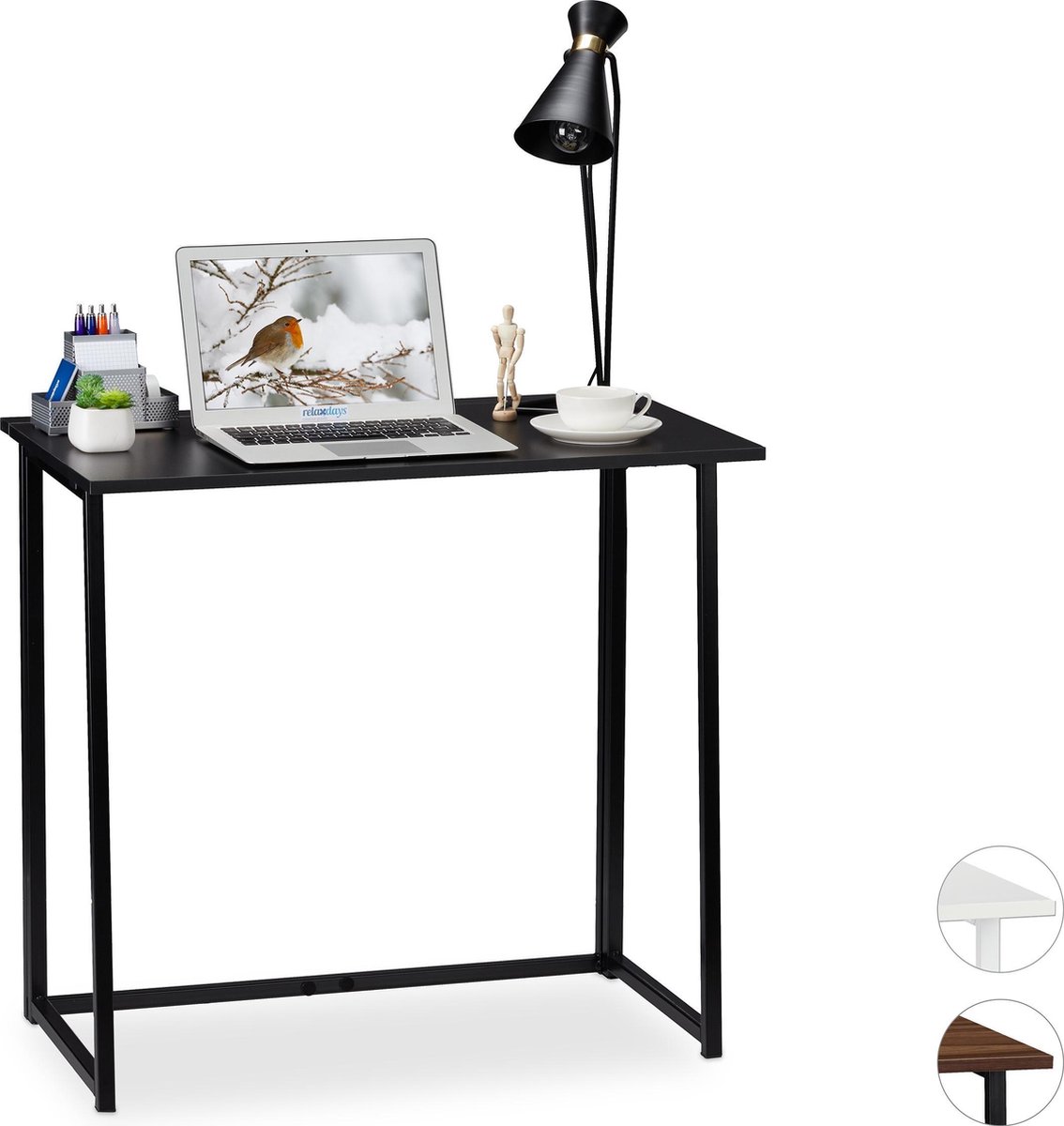 Relaxdays bureau klapbaar laptoptafel computertafel ruimtebesparend tafel Zwart zwart