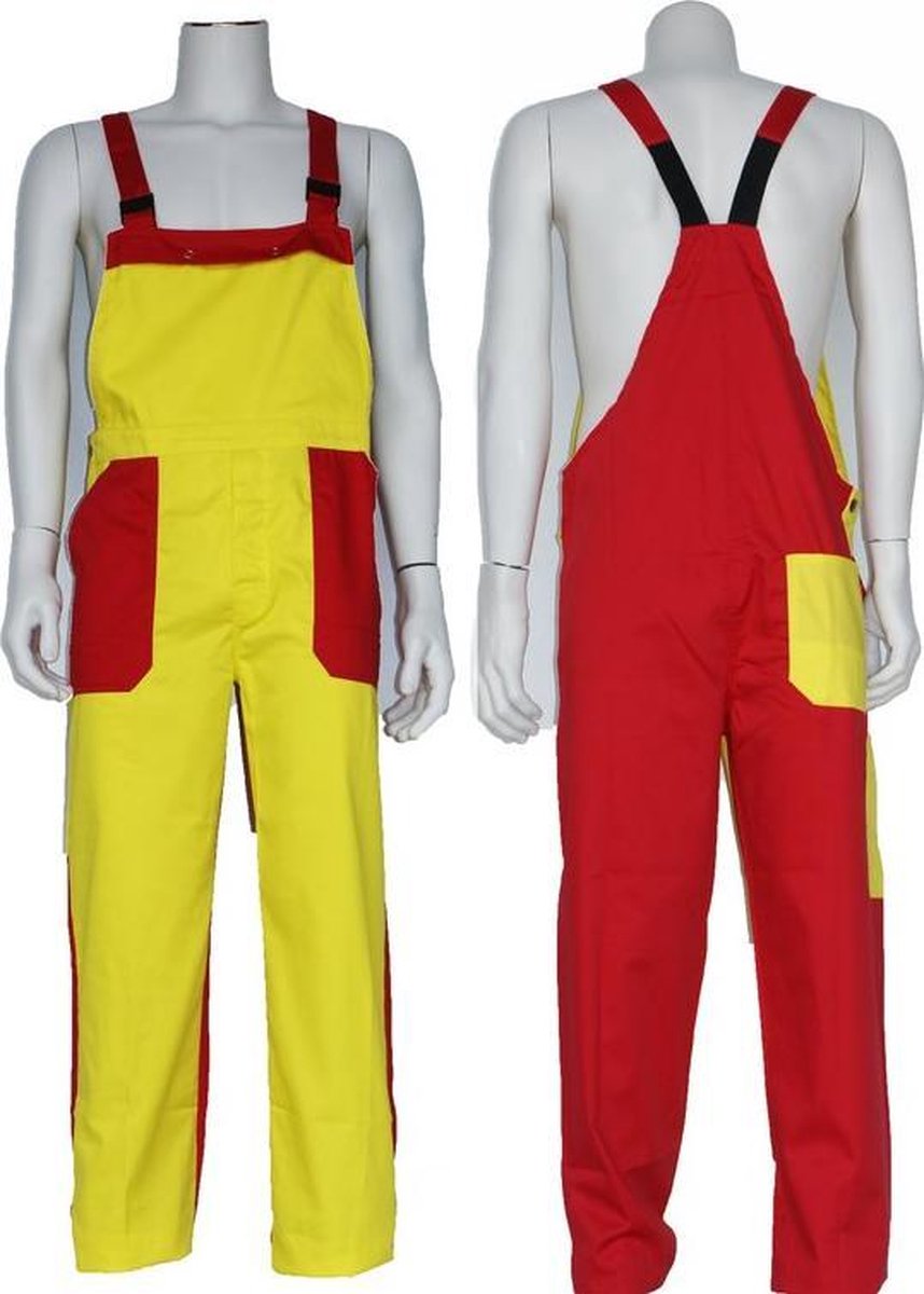 Yoworkwear Tuinbroek polyester/katoen geel-rood maat 46
