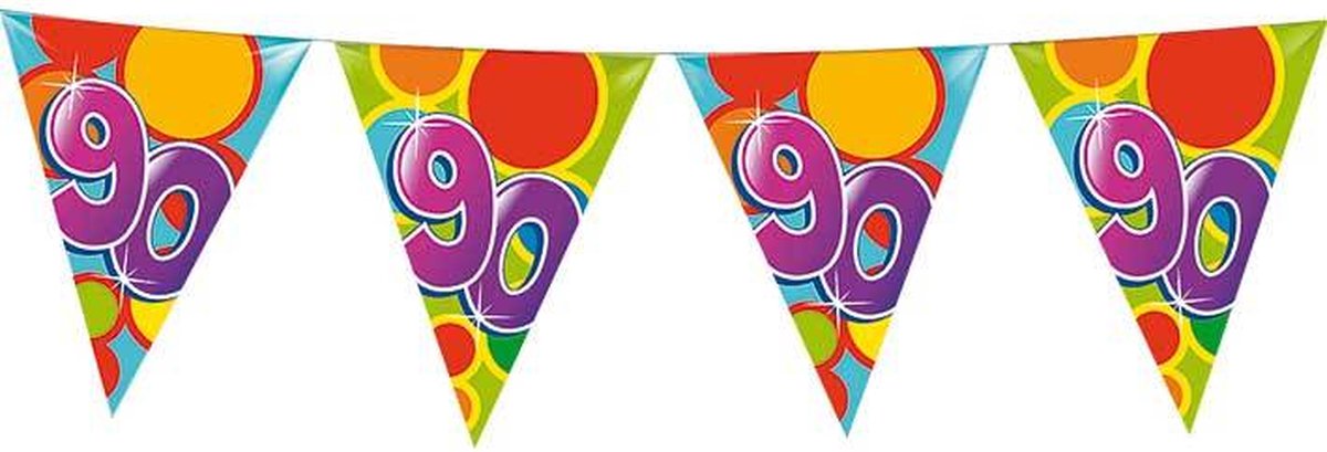 Haza Leeftijd verjaardag thema vlaggenlijn - 90 jaar - plastic - 10 meter - feest vlaggetjes — afbeelding 5