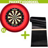 Winmau Blade 6 Triple Core + Rubberen Dartmat 90*300 incl oche + Dartbordverlichting Deluxe XL (Rood)