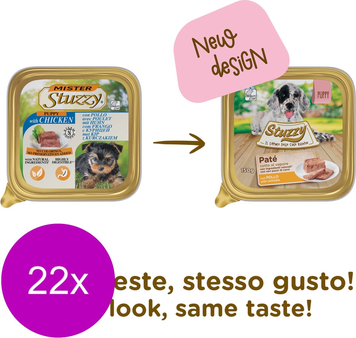22x Stuzzy Hondenvoer Paté Kip 150 gr
