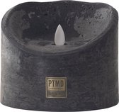 Led kaars Grijs / Zwart  - PTMD LED Light Candle rustic black moveable flame - XL - Met timer - Diameter 12.5cm - Hoog 10 cm