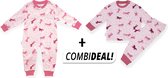 Frogs and Dogs - kinder/tiener - meisjes - combideal - (onesie + pyjama) - horses/paarden - roze - maat 170/176