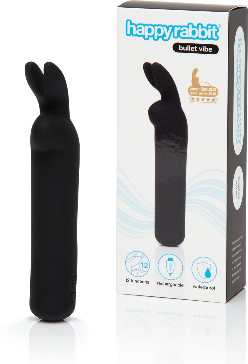 Goedkoopste Happy Rabbit - Oplaadbare Vibrerende Bullet Zwart