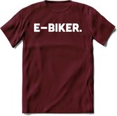 E-bike Fiets T-Shirt | Wielrennen | Mountainbike | MTB | Kleding - Burgundy - S