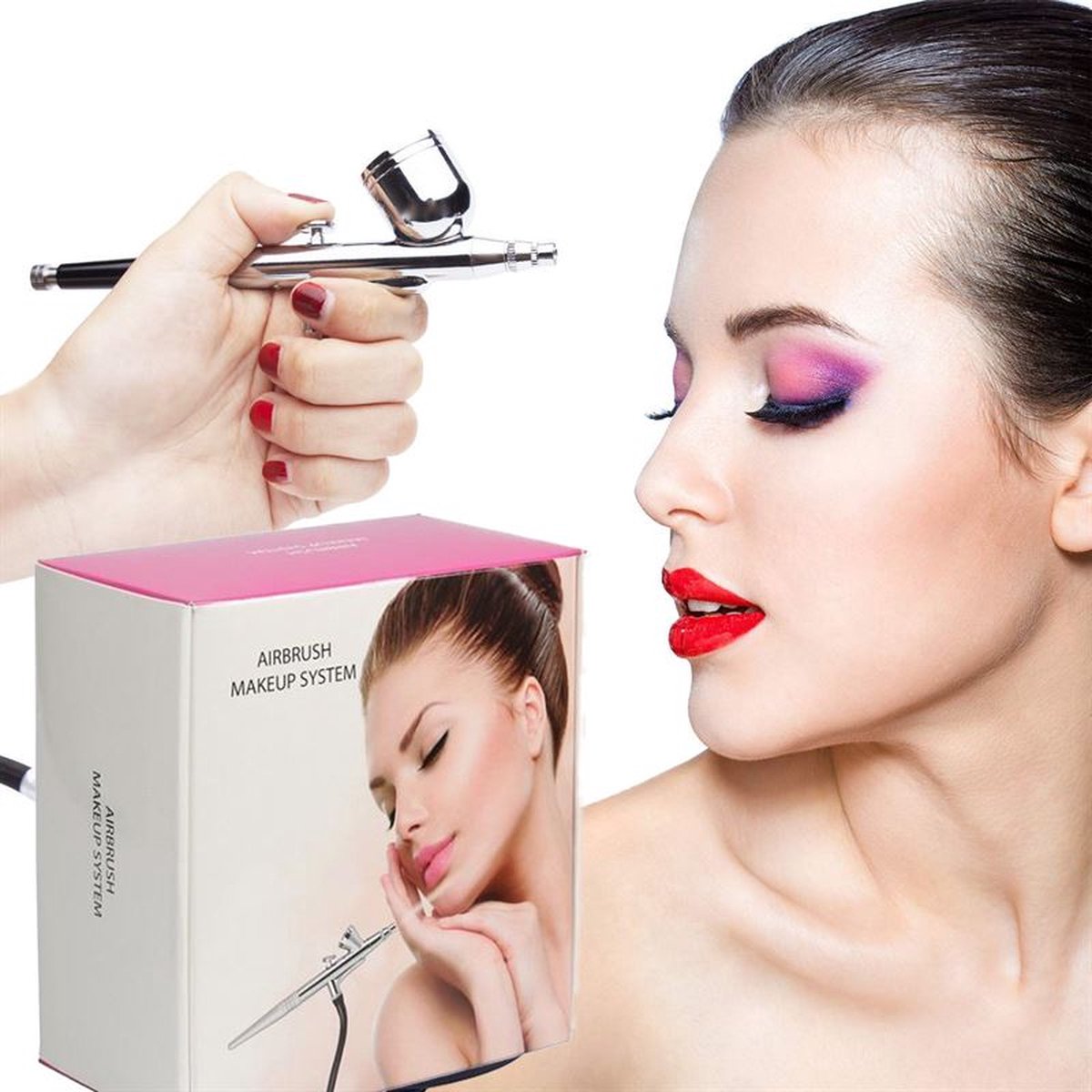 Airbrush Makeup Startset - Cosmetica - Makeup - Oogschaduw, foundation, blush en contoure - Makeup tool