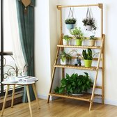 MEUBELEXPERT Opvouwbare Plant/Bloemenplank 3 Lagen Opslag 70×40×120-144CM